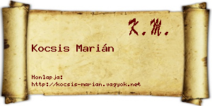 Kocsis Marián névjegykártya
